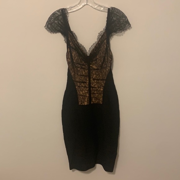 Vintage Herve Leger Black Lace Bandage Cocktail Dress - Picture 1 of 5